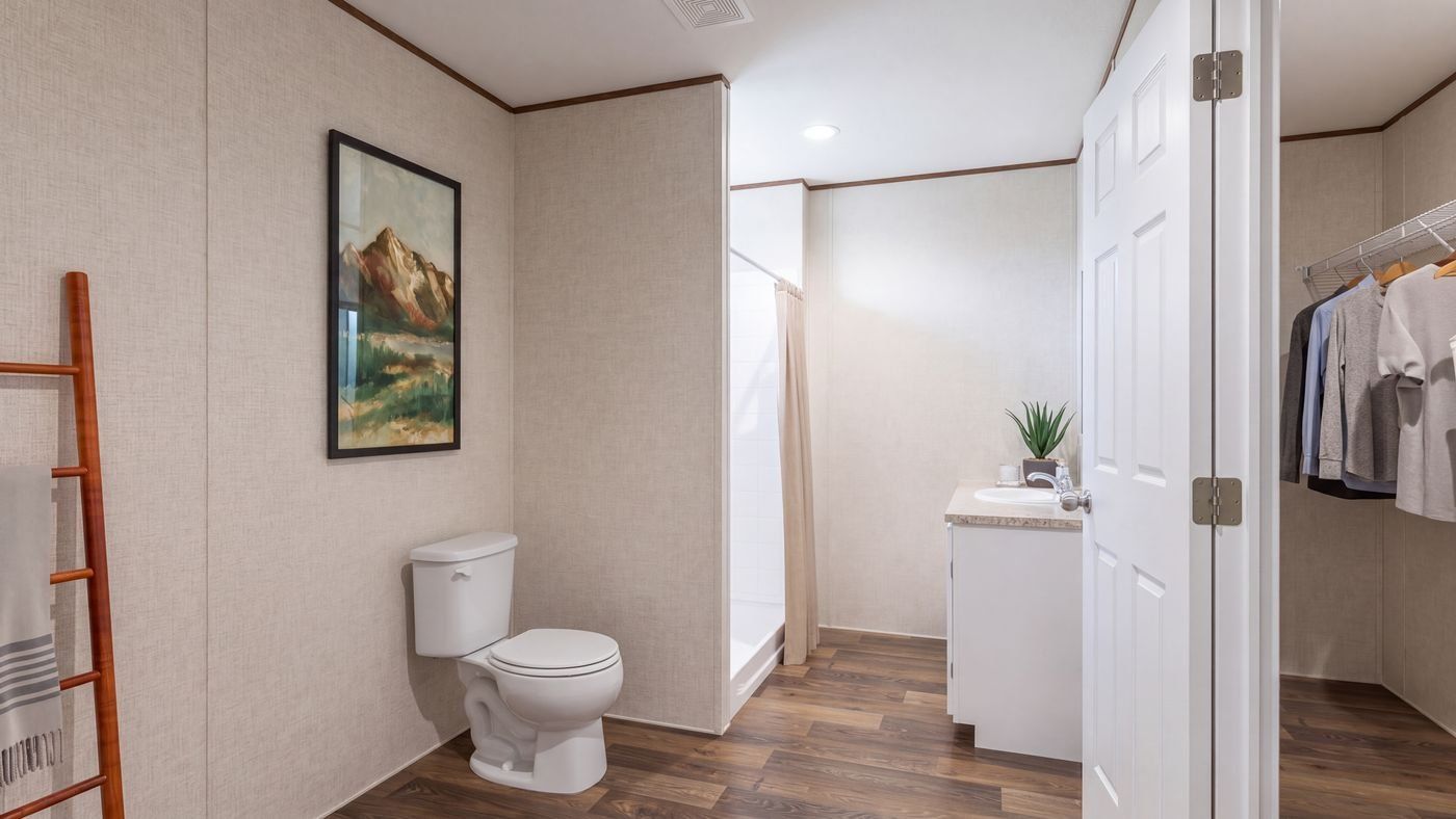 Cedar floor plan home, primary bathroom